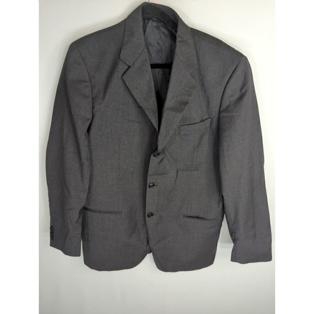 Ermenegildo Zegna Men's Solid Long Sleeve Blazer Dark Gray Size 56